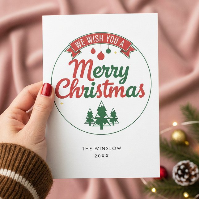 Tarjeta Festiva Merry Christmas Card – Custom Name & Year, Modern (Subido por el creador)
