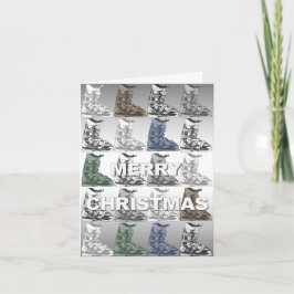 Tarjeta Festiva Merry Christmas Card Ski Boot Winter Sport Tall