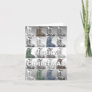 Tarjeta Festiva Merry Christmas Card Ski Boot Winter Sport Tall