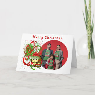 Tarjeta Festiva Merry Christmas Cat Paint Splat Swirlies -