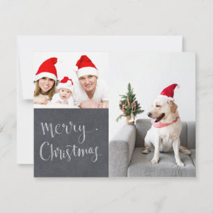 Tarjeta Festiva Merry Christmas Chalk Design Dual Photo