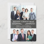 Tarjeta Festiva Merry Christmas Chalkboard Photo Cards Business<br><div class="desc">navidades de negocios de personalizable tarjetas de foto de vacaciones con un patrón rústico de pizarra de camisas,  detalles de época y texto de estilo con letras a mano. Personalizar estas tarjetas con tu propia foto y texto personalizado para un saludo único de vacaciones para clientes y empleados.</div>