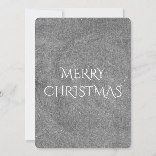 Tarjeta Festiva Merry Christmas Chalkboard Typography Black White (Anverso)