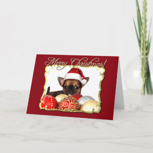 Tarjeta Festiva Merry Christmas chihuahua