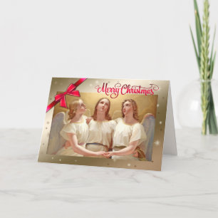 Tarjeta Festiva Merry Christmas. Christmas Angels Painting