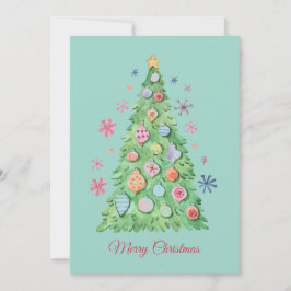 Tarjeta Festiva Merry Christmas, Christmas tree watercolours