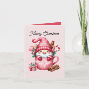 Tarjeta Festiva Merry Christmas cocoa gnome añadir mensaje