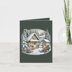 Tarjeta Festiva Merry Christmas Country home add message