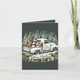 Tarjeta Festiva Merry Christmas Country truck añade un mensaje