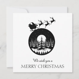 Tarjeta Festiva Merry Christmas Cute Custom Santa Sleigh and Trees