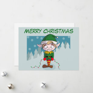 Tarjeta Festiva Merry Christmas Cute Elf