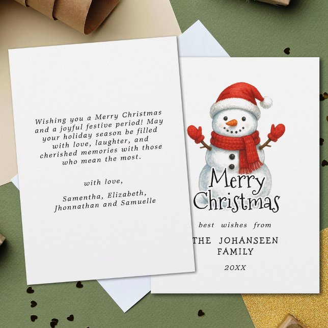 Tarjeta Festiva Merry Christmas Cute Snowman Traditional Winter (Subido por el creador)