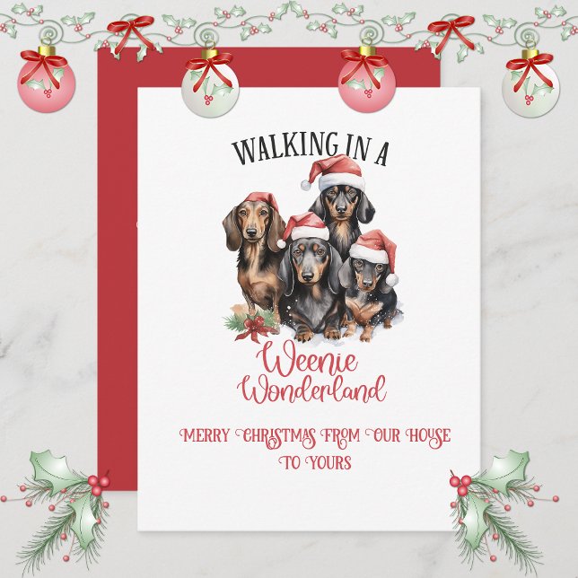 Tarjeta Festiva Merry Christmas Dachshunds "Weenies" Christmas | (Subido por el creador)
