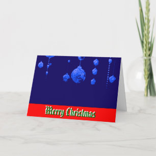 Tarjeta Festiva Merry Christmas Dancing Balls Blue MUSEUM Zazzle