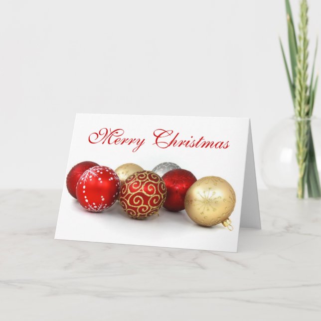 Tarjeta Festiva Merry Christmas Decorations Baubles (Anverso)