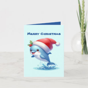 Tarjeta Festiva Merry Christmas delphin add message
