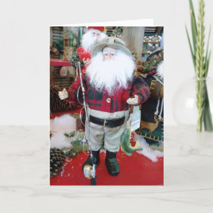 TARJETA FESTIVA MERRY CHRISTMAS DICE FISHERMAN SANTA