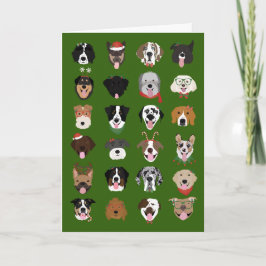 Tarjeta Festiva Merry Christmas Dog Face Pattern