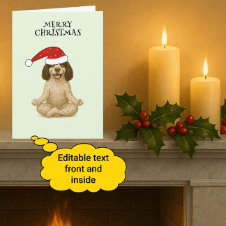 Tarjeta Festiva Merry Christmas dog yoga pose
