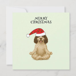 Tarjeta Festiva Merry Christmas dog yoga pose
