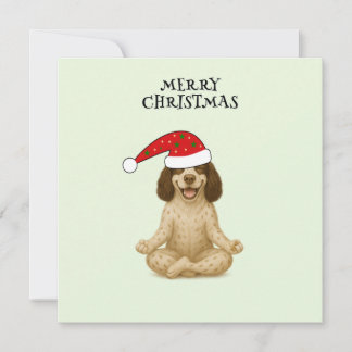 Tarjeta Festiva Merry Christmas dog yoga pose