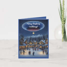 Tarjeta Festiva Merry Christmas Earthlings funny alien christmas