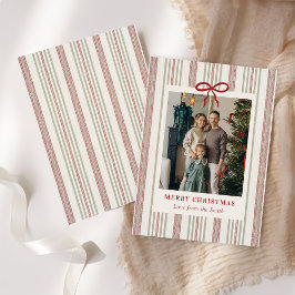 Tarjeta Festiva Merry Christmas Elegant Bow Photo Holiday Card