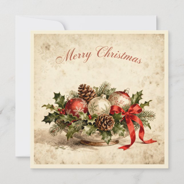 Tarjeta Festiva Merry Christmas-Elegant Rustic Simple Typography (Anverso)