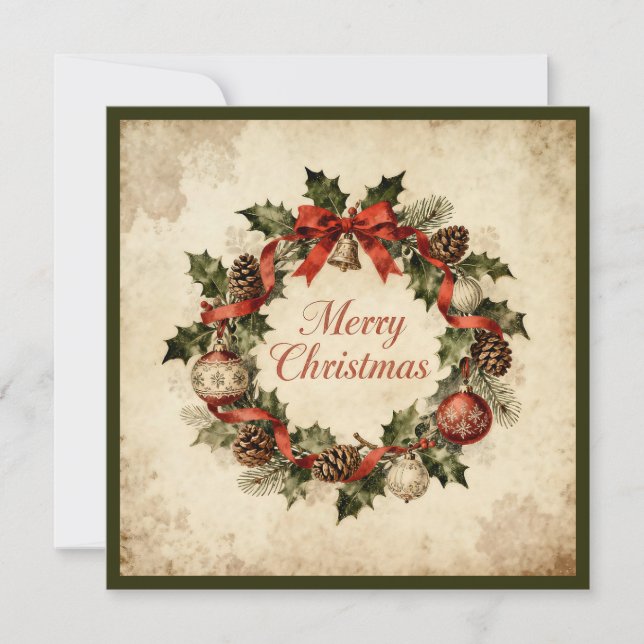 Tarjeta Festiva Merry Christmas-Elegant Rustic Simple Typography (Anverso)