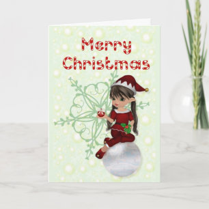 Tarjeta Festiva Merry Christmas Elf