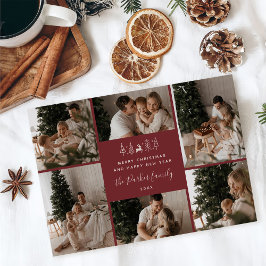 Tarjeta Festiva Merry Christmas Family 6 Photo Collage