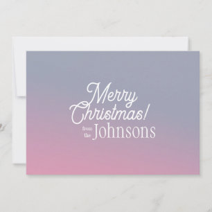 Tarjeta Festiva Merry Christmas Family Name Ombre Lilac Pink