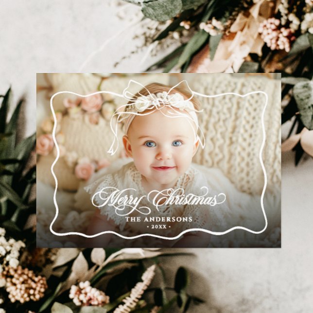 Tarjeta Festiva Merry Christmas Family Name & Photo (Subido por el creador)