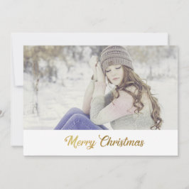 Tarjeta Festiva Merry Christmas Faux Gold Script