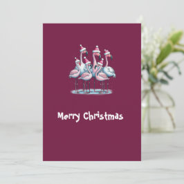 Tarjeta Festiva Merry Christmas Flamingo