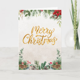 Tarjeta Festiva Merry Christmas Floral Illustration