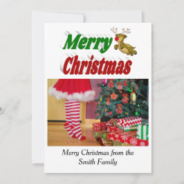 Tarjeta Festiva Merry Christmas Flying Reindes photo typography