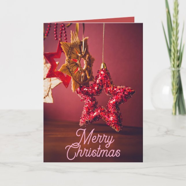 Tarjeta Festiva Merry Christmas Folded Card – Holiday Star Design (Anverso)