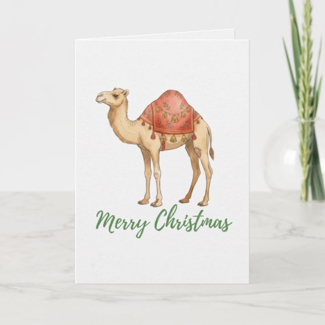 Tarjeta Festiva Merry Christmas Folded Greeting Camel Card (Anverso)