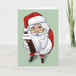 Tarjeta Festiva Merry Christmas For Anyone Funny Santa With Beer 