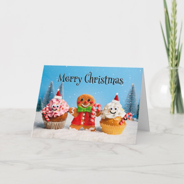 Tarjeta Festiva Merry Christmas For Anyone Gingerbread Cookie  (Anverso)