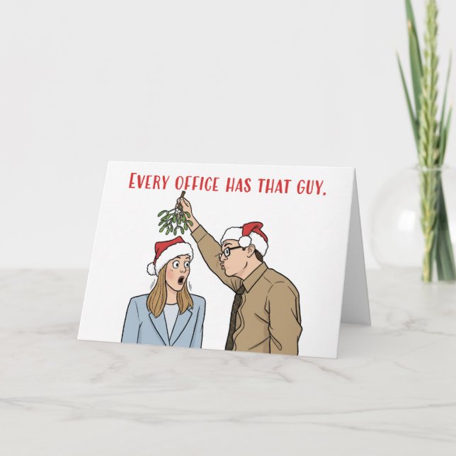 Tarjeta Festiva Merry Christmas For Coworker Creepy Office Guy  (Anverso)