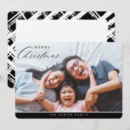 Tarjeta Festiva MERRY CHRISTMAS FOTO elegante caligrafía negro