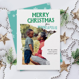 Tarjeta Festiva Merry Christmas from Minnesota One Photo