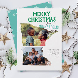 Tarjeta Festiva Merry Christmas from Minnesota Two Photo