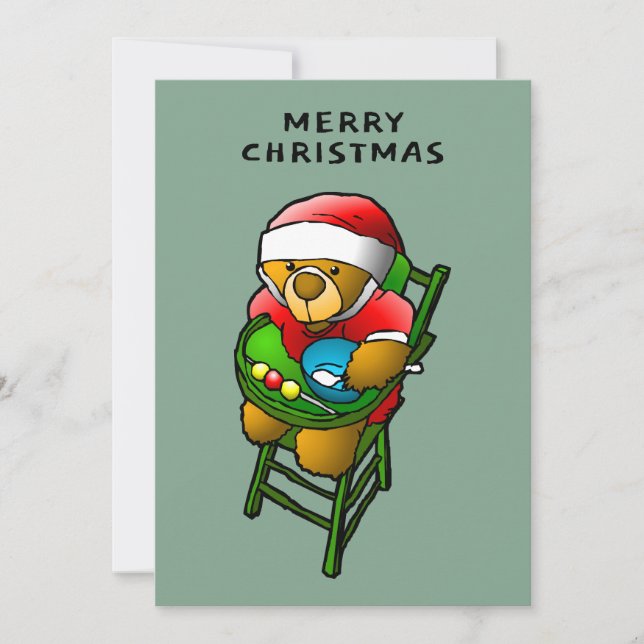 Tarjeta Festiva Merry Christmas from Teddy Bear Card (Anverso)