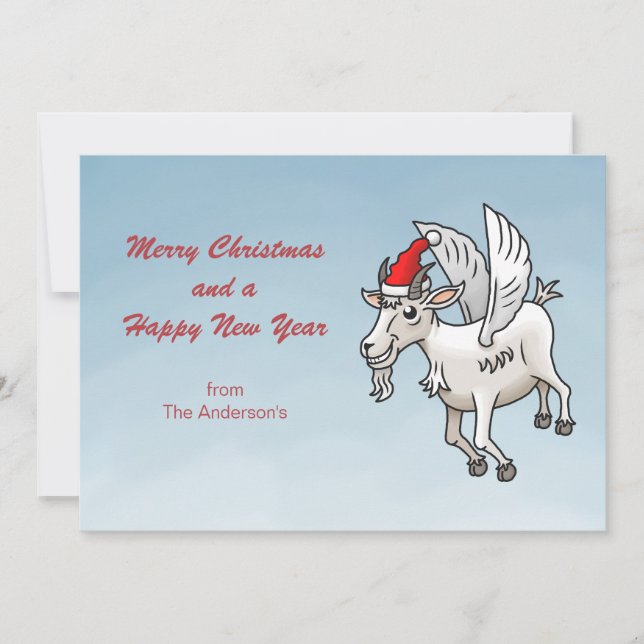 Tarjeta Festiva Merry Christmas from the Flying Goat (Anverso)