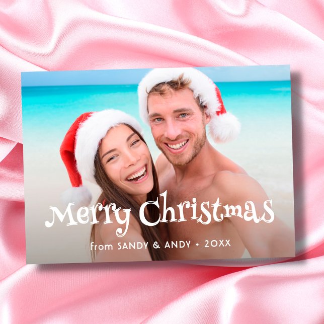 Tarjeta Festiva Merry Christmas Fun Typografía 2 Side Design Photo (Subido por el creador)