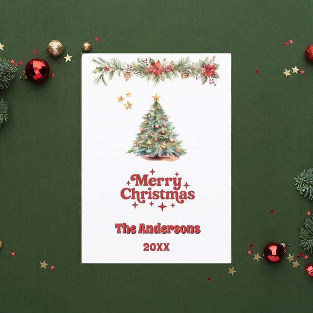 Tarjeta Festiva Merry Christmas garland photo año a reseña (Subido por el creador)