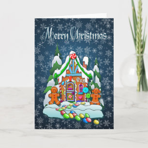 Tarjeta Festiva MERRY CHRISTMAS GINGERBREAD HOUSE por SHARON SHARP